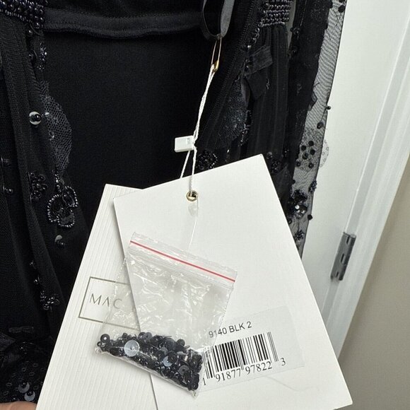 Mac Duggal Size 2 Black 9140 Sequin Beaded Long Sleeve Cocktail Party Dress New - Picture 10 of 10